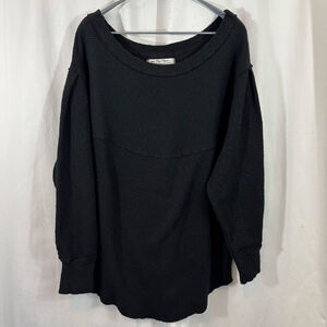 Women’s We The Free (Free People) Black Ribbed Knit Long Sleeve Top Size Medium